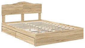 vidaXL Κρεβάτι Αποθήκης Δρύς Sonoma 160 x 200 cm Επεξεργασμένο ξύλο