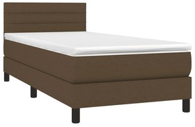 vidaXL Κρεβάτι Boxspring με Στρώμα &amp; LED Σκ.Καφέ 80x200 εκ. Υφασμάτινο