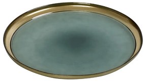 Διακοσμητική Πιατέλα Γυάλινη Πράσινη-Χρυσή Leona ESPIEL 28x2εκ. AD4908