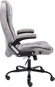 vidaXL Πολυθρόνα Γραφείου Ανοιχτό Γκρι από Γνήσιο Δέρμα