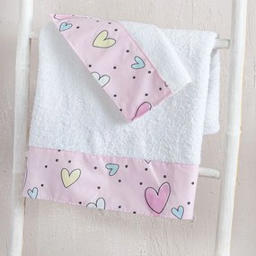 Πετσέτες Παιδικές Pop Hearts (Σετ 3τμχ) Pink Ρυθμός Towels Set 70x140cm 100% Πενιέ Βαμβάκι