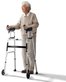 VEVOR 2 in 1 Folding Walker with Armrest Pads &amp; 5" Solid Wheel Height Adjustable