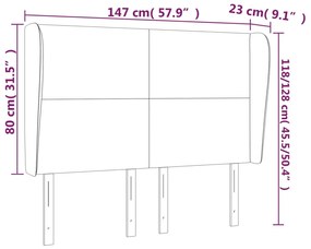 Κεφαλάρι με Πτερύγια Σκούρο Γκρι 147x23x118/128 εκ. Υφασμάτινο 3117675