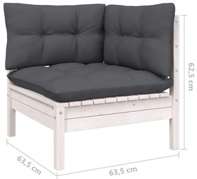 vidaXL Σαλόνι Κήπου Σετ 12 Τεμ. Λευκό Ξύλο Πεύκου &amp; Μαξιλάρια