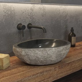 KARAG RIVER STONE Νιπτήρας επικαθήμενος πέτρινος RIVER Grey KARAG Ø50-55x15cm KARAG-5206836065007