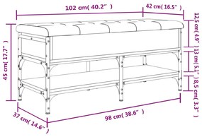 Παπουτσοθήκη Γκρι Sonoma 102x42x45 εκ. από Επεξεργασμένο Ξύλο - Γκρι