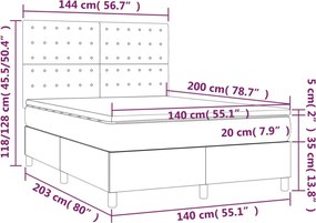 vidaXL Κρεβάτι Boxspring με Στρώμα Ανοιχτό Γκρι 140x200 εκ. Υφασμάτινο