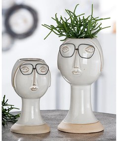 Κασπώ ArteLibre Πρόσωπο Με Γυαλιά Γκρι Πορσελάνη 12x11.5x23.5cm