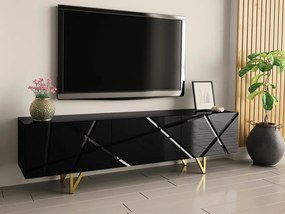 Τραπέζι Tv Merced M100, Μαύρο, Γυαλιστερό μαύρο, Ο αριθμός των θυρών: 3, 180x52x37cm, 33 kg | Epipla1.gr