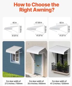 VEVOR Window Awning Door Canopy 40x42 in Aluminum Alloy Front Door Awnings