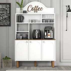 Μποέμ Γωνιά με Ράφια και Ντουλάπια 120x35x203 cm - Λευκό