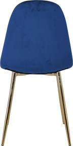 CELINA Καρέκλα Χρώμιο Χρυσό, Velure Μπλε   4τμχ