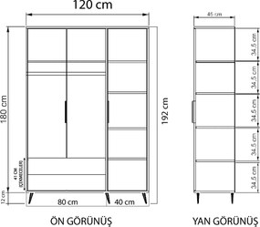 Wardrobe Aden Drawers 120 - Oak Oak