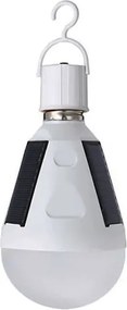 Ηλιακή λάμπα LED E27 ισχύος 7W 6500k λευκό ψυχρό φως 450lm στεγανή IP65 με ηλιακά πάνελ και μπαταρία