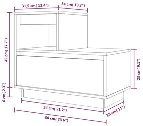 ΚΟΜΟΔΙΝΑ 2 ΤΕΜ. ΛΕΥΚΑ 60 X 34 X 51 ΕΚ. ΑΠΟ ΜΑΣΙΦ ΞΥΛΟ ΠΕΥΚΟΥ 814377