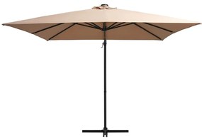 vidaXL Ομπρέλα Κήπου Κρεμ. Taupe 250x250εκ. με Ατσάλινο Ιστό&amp;LED