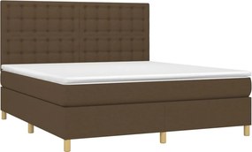 vidaXL Κρεβάτι Boxspring με Στρώμα Σκούρο Καφέ 180x200 εκ Υφασμάτινο
