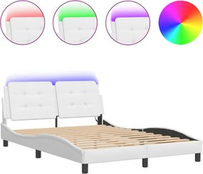 vidaXL Πλαίσιο Κρεβατιού με LED Χωρίς Στρώμα Zadar Λευκό 140x200 εκ.