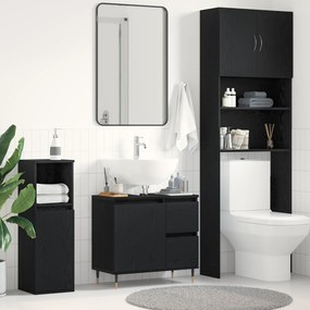 vidaXL Νιπτήρας Μπάνιου Μαύρο Δρυς 65x33x60 εκ Επεξεργασμένο ξύλο