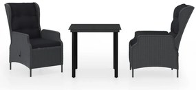 vidaXL Σετ Τραπεζαρίας Κήπου 3 Τεμαχίων Σκούρο Γκρι