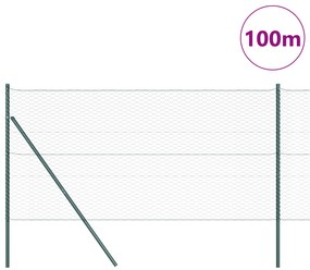 vidaXL Φράχτης Εξαγώνου Πράσινος 1.4x100 μ Χάλυβας