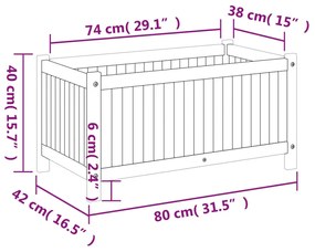 Ζαρντινιέρα Κήπου με Επένδυση 80x42x40 εκ. Μασίφ Ξύλο Ακακίας - Καφέ