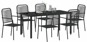 vidaXL Σέτ φαγητού για κήπο 7 pcs Μαύρο Χάλυβας με επίστρωση πούδρας