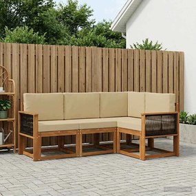 vidaXL Σειρά Καναπέ Εξωτερικού 4 pcs Φυσικό και Μπεζ Πολυεστέρας