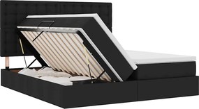 vidaXL Κρεβάτι Αποθήκης με στρώμα Μαύρο 200 x 200 cm Τεχνητό Δέρμα