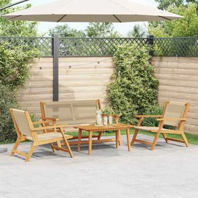 vidaXL Κήπου Καρέκλες με Τραπέζι 4 pcs Μπεζ 90 x 45 x 40 cm