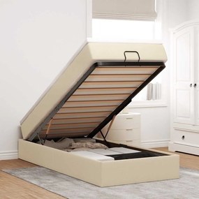 vidaXL Οθωμανικό κρεβάτι με στρώμα Cream 90x200cm ύφασμα