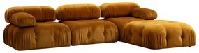 Πολυμορφικός καναπές Divine βελουτέ σε χρώμα μουσταρδί 288/190x75εκ - Ύφασμα - 071-001479