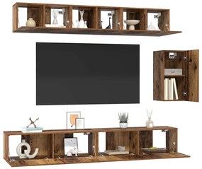 vidaXL Σετ επίπλου τηλεόρασης 6 pcs Παλαιό ξύλο 100 x 30 x 30 cm