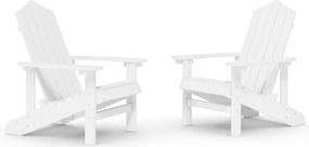 vidaXL Καρέκλες Κήπου Adirondack 2 τεμ. Λευκές από HDPE