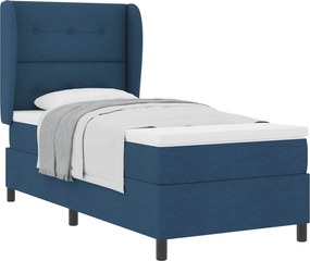 vidaXL Κρεβάτι με ελατήρια με κεφαλάρι Μπλε 100 x 200 cm ύφασμα