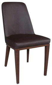 Καρέκλα CASTER Μεταλλική Βαφή Καρυδί/PU Σκ.Καφέ 45x60x89cm
