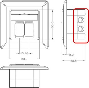 GOOBAY επιτοίχια πρίζα CAT 6 68244, 2x RJ45, 80x80mm, λευκή