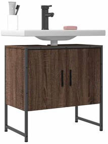 vidaXL Ντουλάπι Νιπτήρα Μπάνιου Καφέ Δρυς 60x33x60 εκ. Επεξ. Ξύλο