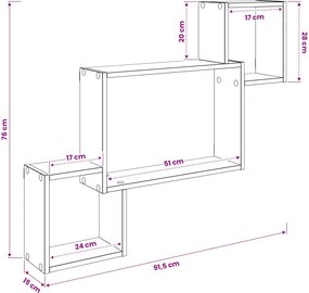 vidaXL Ράφι Τοίχου Γκρι Sonoma 91,5 x 15 x 76 εκ