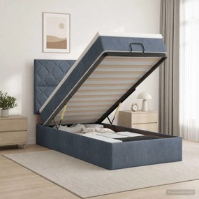 vidaXL Κρεβάτι Ottoman με Στρώμα και LED Σκούρο Γκρι 80 x 200 cm