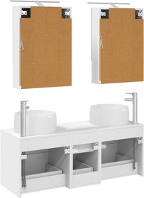 vidaXL Σετ Επίπλων Μπάνιου 5 pcs Λευκό Επεξεργασμένο Ξύλο και Γυαλί