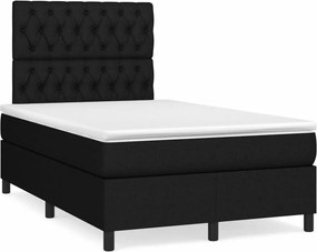 vidaXL Κρεβάτι Boxspring με Στρώμα Μαύρο 120x200 εκ. Υφασμάτινο