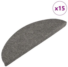 vidaXL Πατάκια Σκάλας Αυτοκόλλητα 15 τεμ. Γκρι 56x17x3 εκ.