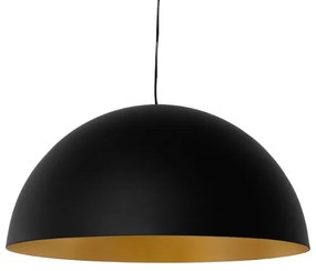 01342 GloboStar® DIADEMA 01342 Μοντέρνο Κρεμαστό Φωτιστικό Καμπάνα Μονόφωτο 1 x E27 IP20 Μαύρο & Χρυσό Μέταλλο - Μ60 x Π60 x Υ30cm