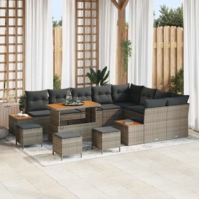 vidaXL Σετ Καναπέ Κήπου με μαξιλάρι 13 pcs Γκρι Πολυ ράταν