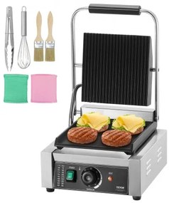 VEVOR Commercial Panini Press Grill Electric Sandwich Maker Griddle Plate 9"x9"