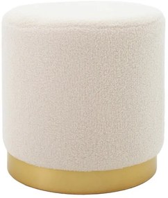 Σκαμπό Dash μπουκλέ κρεμ-χρυσό Φ35x35εκ 257-000007 Pakoworld-257-000007-Χρυσό 257-000007