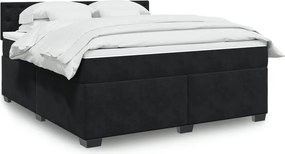 vidaXL Κρεβάτι Boxspring με Στρώμα Μαύρο 180x200 εκ. Βελούδινο