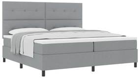 vidaXL Κρεβάτι Box Spring με Στρώμα Γκρι 200x200 εκ. Υφάσματος