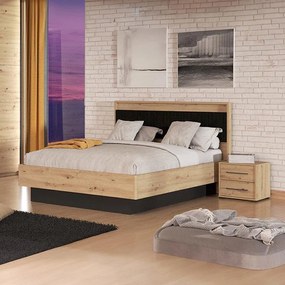 Ξύλινο Κρεβάτι Ascalon 160 Artisan - Μαύρο Γκρί 160x200 εκ. 174x209x115 εκ.